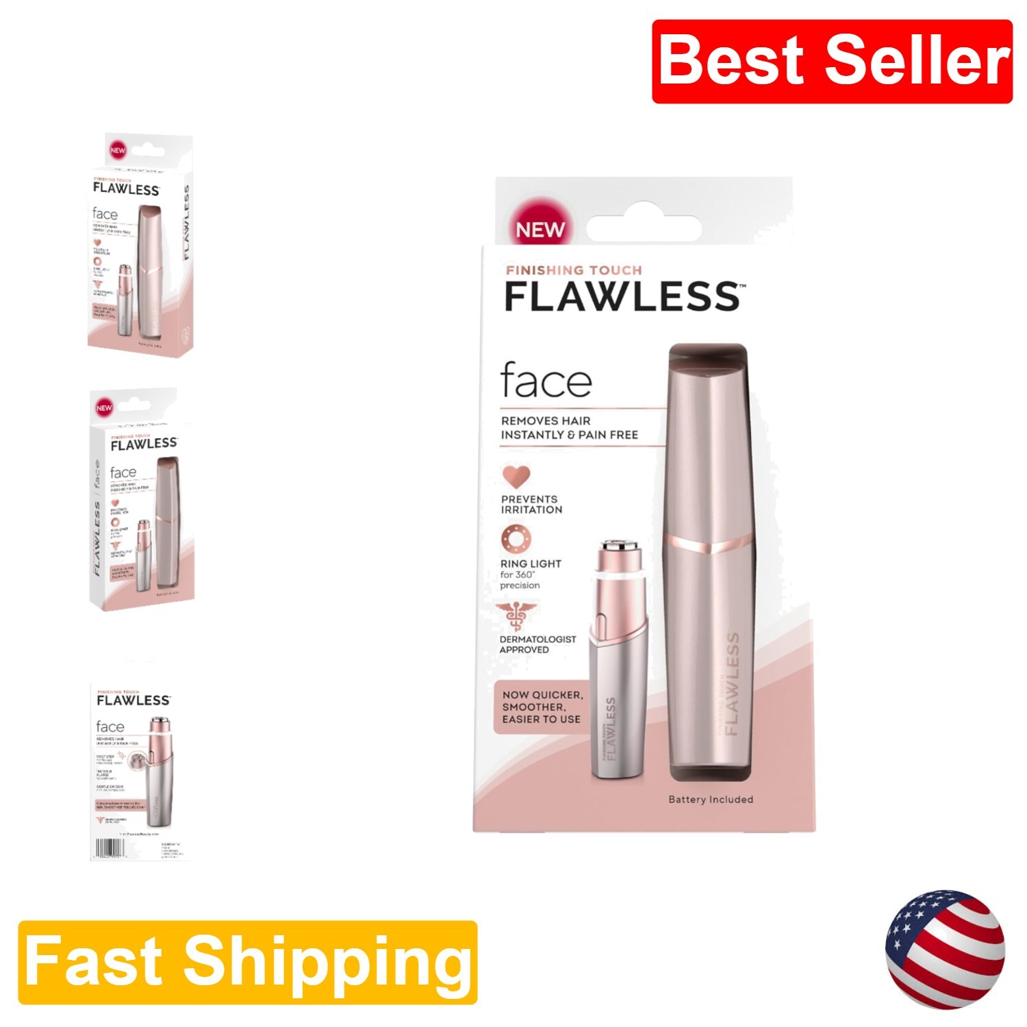 Portable Rose Gold Electric Face Razor for Smooth and Pain-Free Hair Removal
