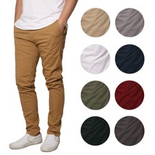 Men's Basic Trousers Casual Slim Fit Stretch Chino Pants Slacks