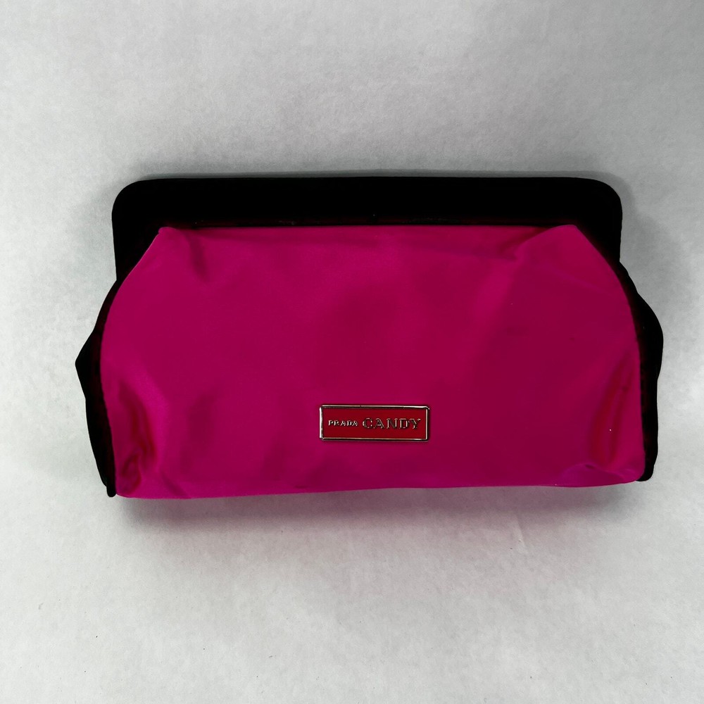 Prada Candy Pink Satin Evening Clutch Bag  