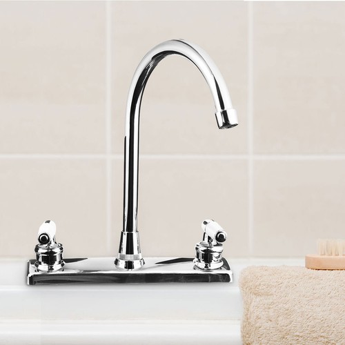 Hot Cold Bar Basin Sink Faucet Double Handle Tap Outdoor For RV Kitchen Bathroom - Picture 6 of 24