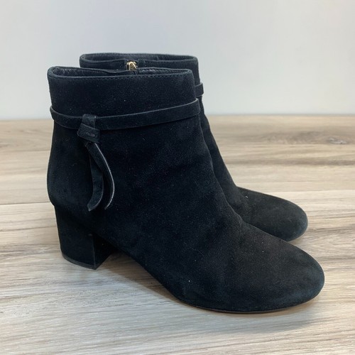 Kate Spade Knott Mid Ankle Boot Black Suede Womens Size 6.5B