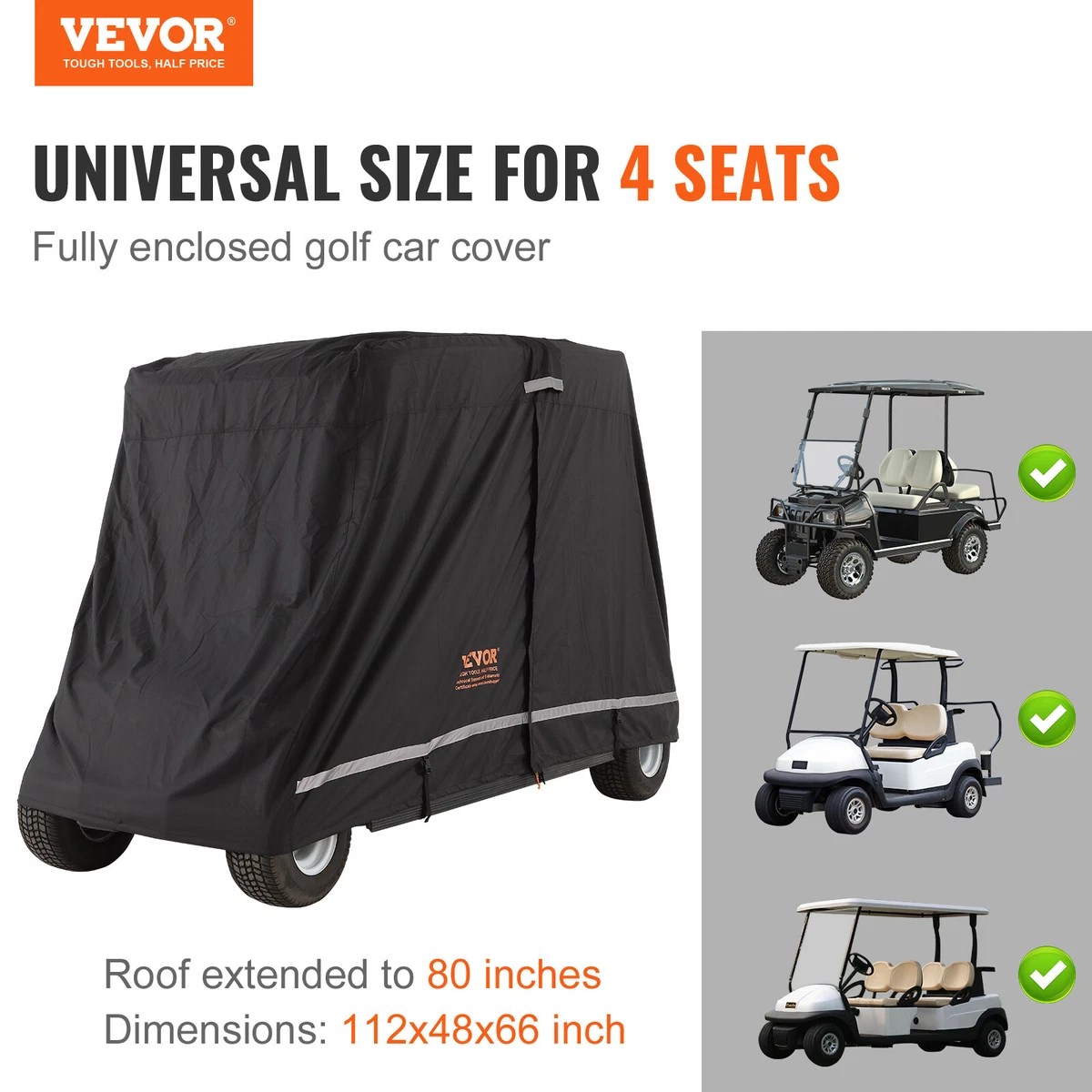VEVOR 4 Passenger Golf Cart Cover 600D Polyester Waterproof Cover