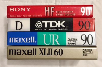 Mixed Lot of 4 Vintage Music Cassette Tapes Blank New Sealed Sony TDK Maxell