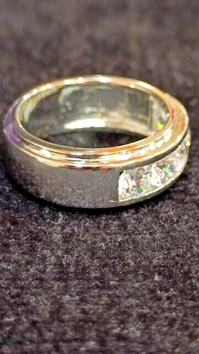 Bague De Fiançailles En Or Blanc 14k Avec Diamant Simulé Pour Homme 2,50 Ct - Picture 5 of 7