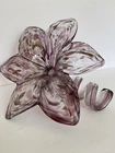 Vintage Murano Hand Blown Amethyst Art Glass Lily Flower Paperweight