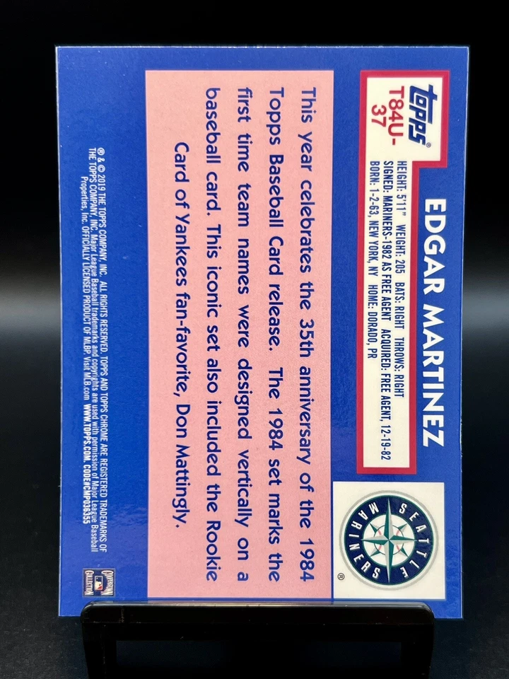 2019 Topps Update Edgar Martinez #T84U-37 Silver Pack Refractor HOF Mariners - Image 2 of 2