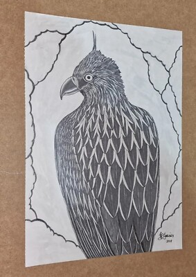 Falke Vogel Original Tusche Kunst Zeichnung Skizze, signiert vom Künstler