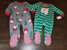 Carter  s Toddler Boys Set Of 2 Christmas Santa Claus Footed Pajamas Sz 18 Months