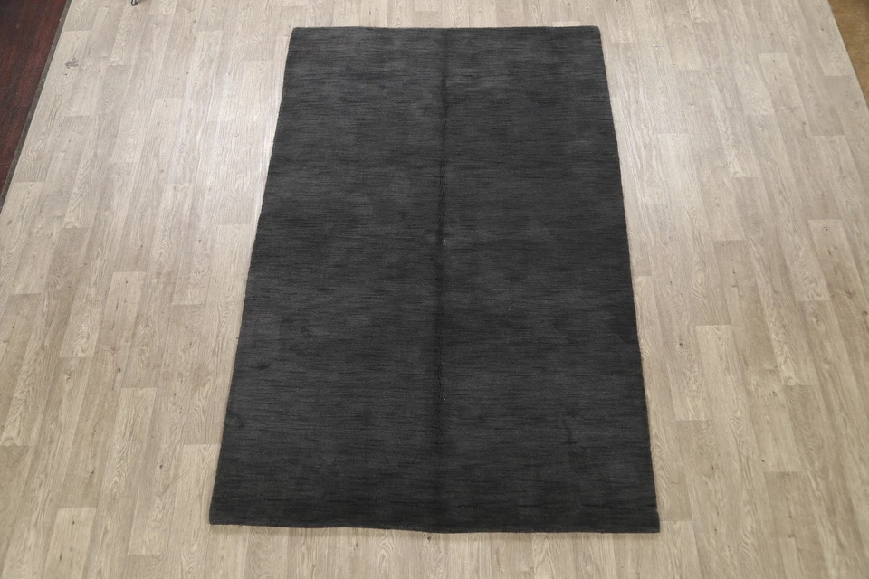 Solid Gabbeh Oriental Contemporary Area Rug Wool Hand-knotted 5x8 Foyer Carpet - Image 2 of 4