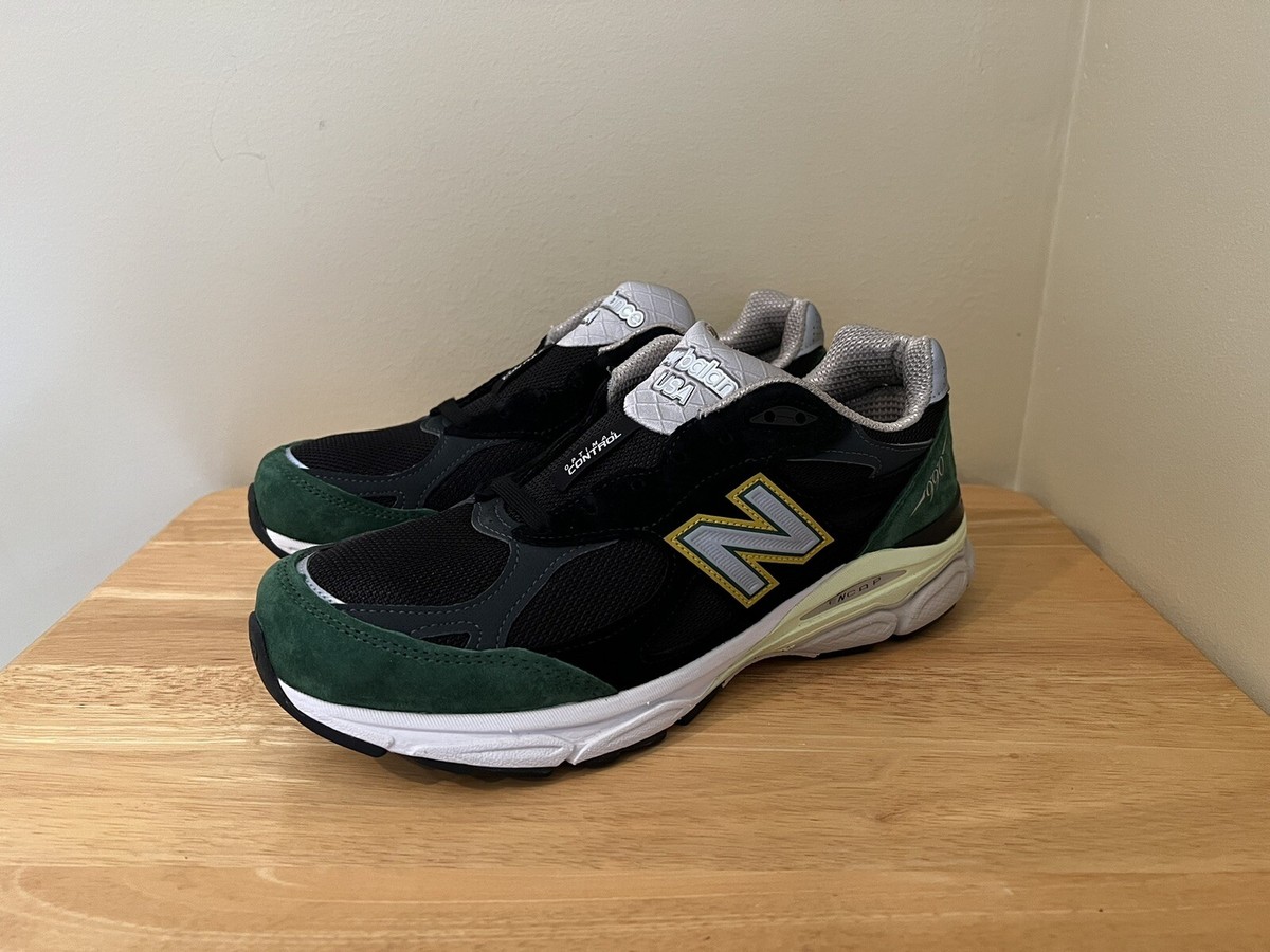 USED New Balance 990v3 Shoes US 9.5 M990CP3 Black Green Made In 