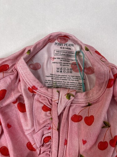 Posh Peanut Baby Girl Toddler Very Cherry Ruffled Footie One-Piece Outfit 6-9 Mo - Picture 4 of 6