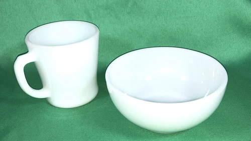 Vintage Fire King Oven Ware Coffee Mug Cup 13 Milk Glass D Handle Small Bowl 23
