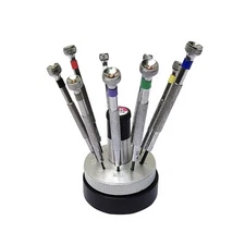Watch and Jewelry Screwdrivers on Rotating Base Set of 9