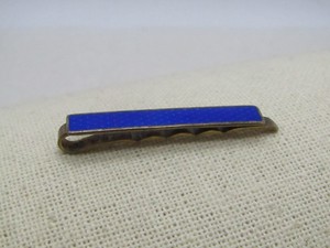 Vintage-Blue-Enameled-Guilloche-Bobbie-Pin-Barrette-1940-039-s-1950-039-s-1-75-034