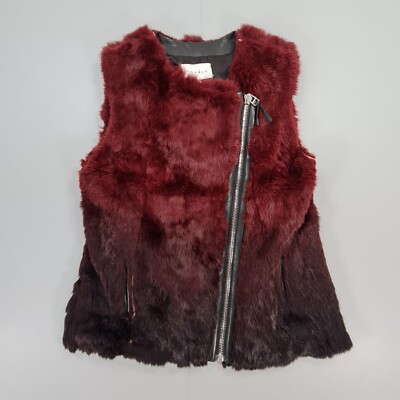 Sandro Paris Womens Rabbit Fur Gilet Red Size Sleeveless Jacket Small  UK