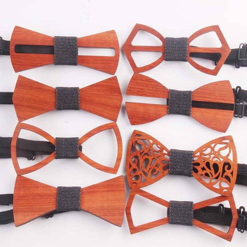 Men Fashion Handmade Wooden Bow Tie Novelty Wedding Wood Tuxed Bowtie Necktie - Picture 2 of 8