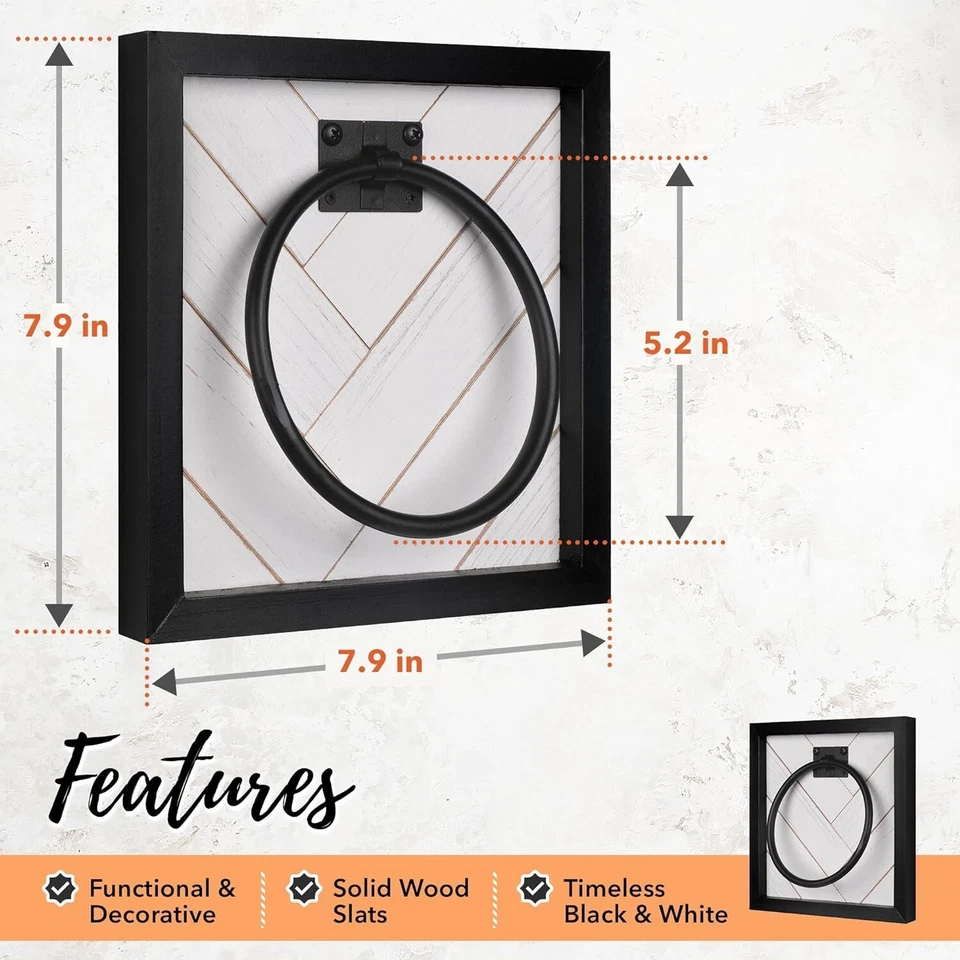 Anillo de toalla de mano decoración de granja callejón de otoño para baño, blanco único Shiplap Foto 4 de 4