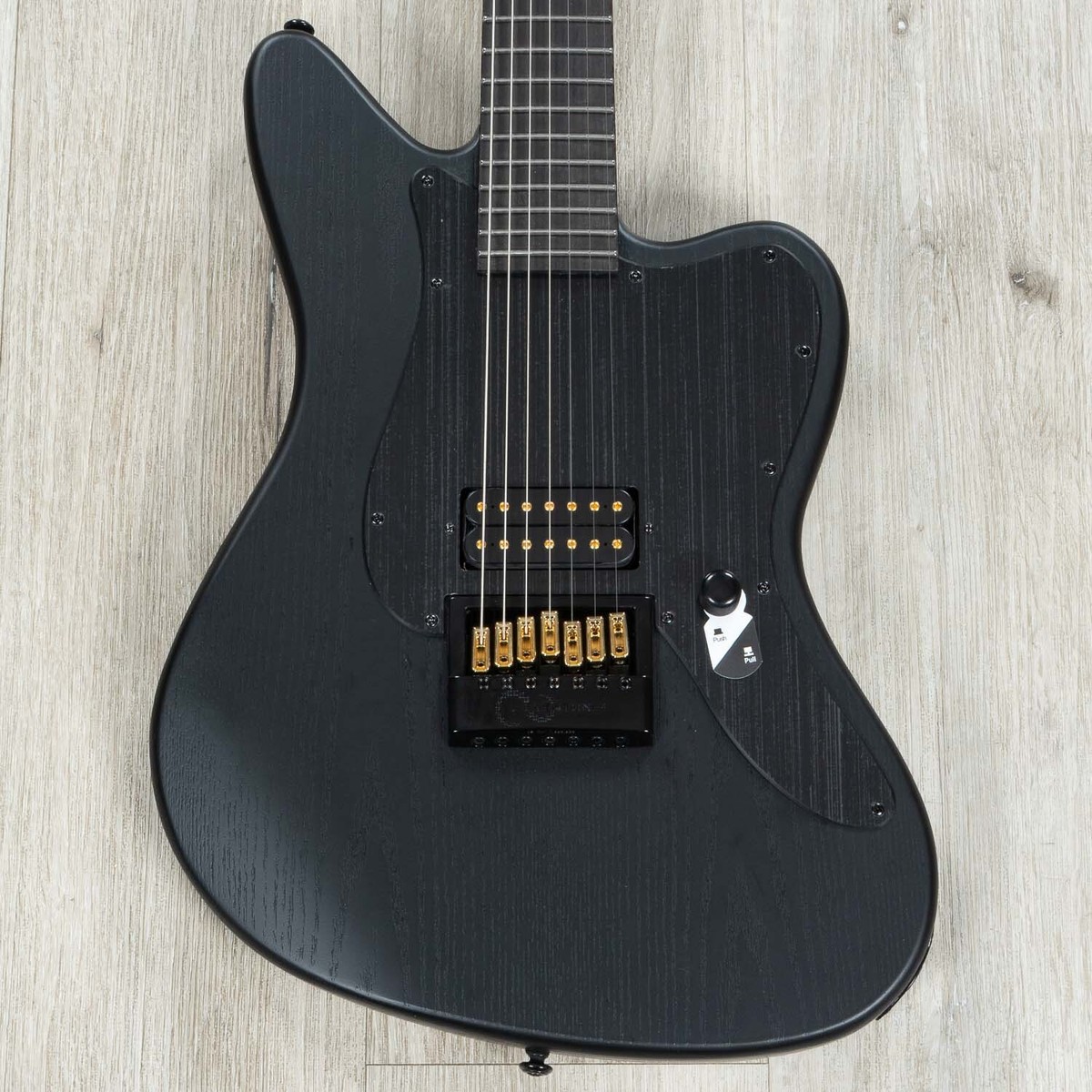 ESP LTD AW-XJ7 Baritone EverTune 7-String Guitar, Black Open Grain