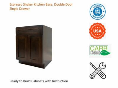 Espresso Shaker Kitchen Base Cabinet Single Drawer Double Door Ebay