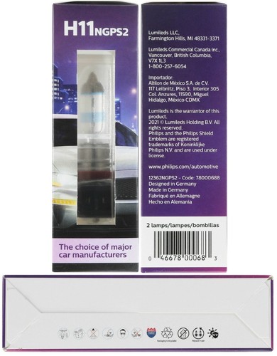 Philips Night Guide Platinum H11 55W Two Bulbs Head Light High Beam Replacement - Picture 4 of 12