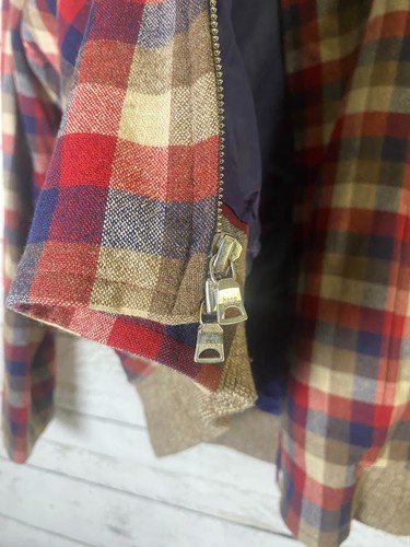 Vintage A Bathing Ape Classic Plaid Zip Jacket Med Red Navy Tan Checkered Mens - Picture 11 of 12