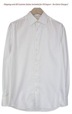 SUITSUPPLY Traveller Men's Formal Shirt 39/15 1/2 Slim White Cotton Button-Up