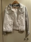 Abercrombie Kids Denim Jacket White Grey Casual Comfort Hooded Large 15/16  $99 — photo 2