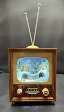 Roman Inc.Retro TV Musical Box Rotating Train Lighted #36431 Retired  NO BOX