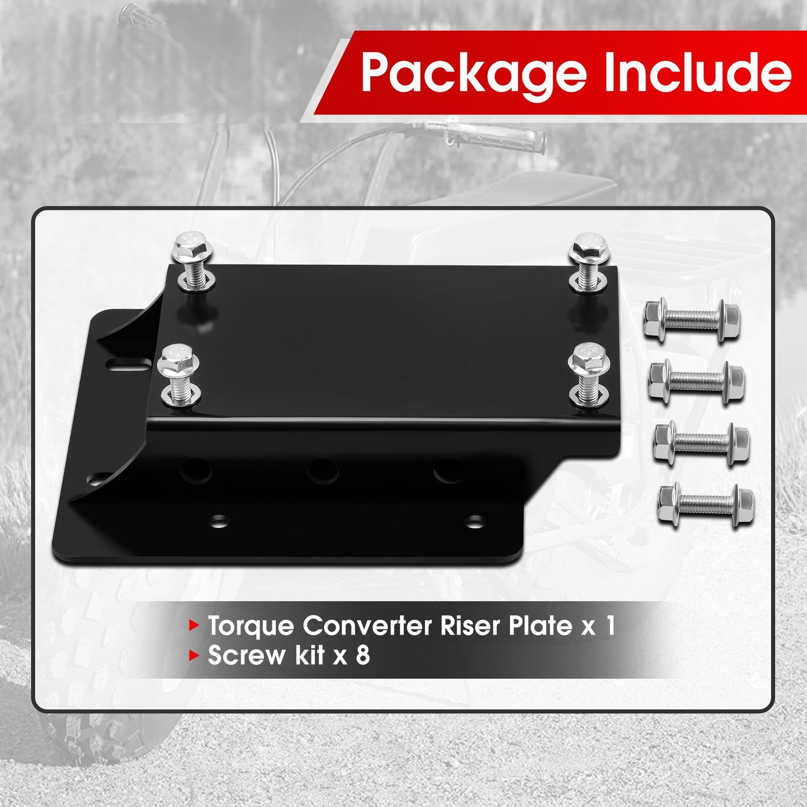 Motor Riser Plate Black Torque Converter Engine Riser Plate + Hardware Kit Predator 212 ...