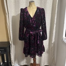 Eliza J Purple Velvet Ruffled Cocktail Dress, NWT, Size 4