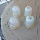 4 matching vintage opal bell amber lip glass lamp shades, scalloped edge