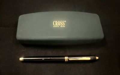 Cross Townsend Rollerball Pen in Black Lacquer with 24K Gold Trim