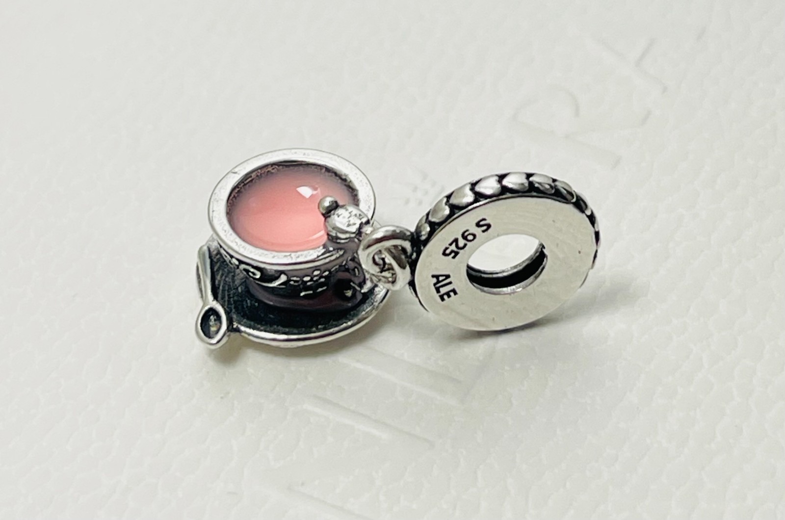 Pink Enamel Enchanted Teacup Pandora Charm Christmas Holidays Season