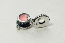 Pink Enamel Enchanted Teacup Pandora Charm Christmas Holidays Season