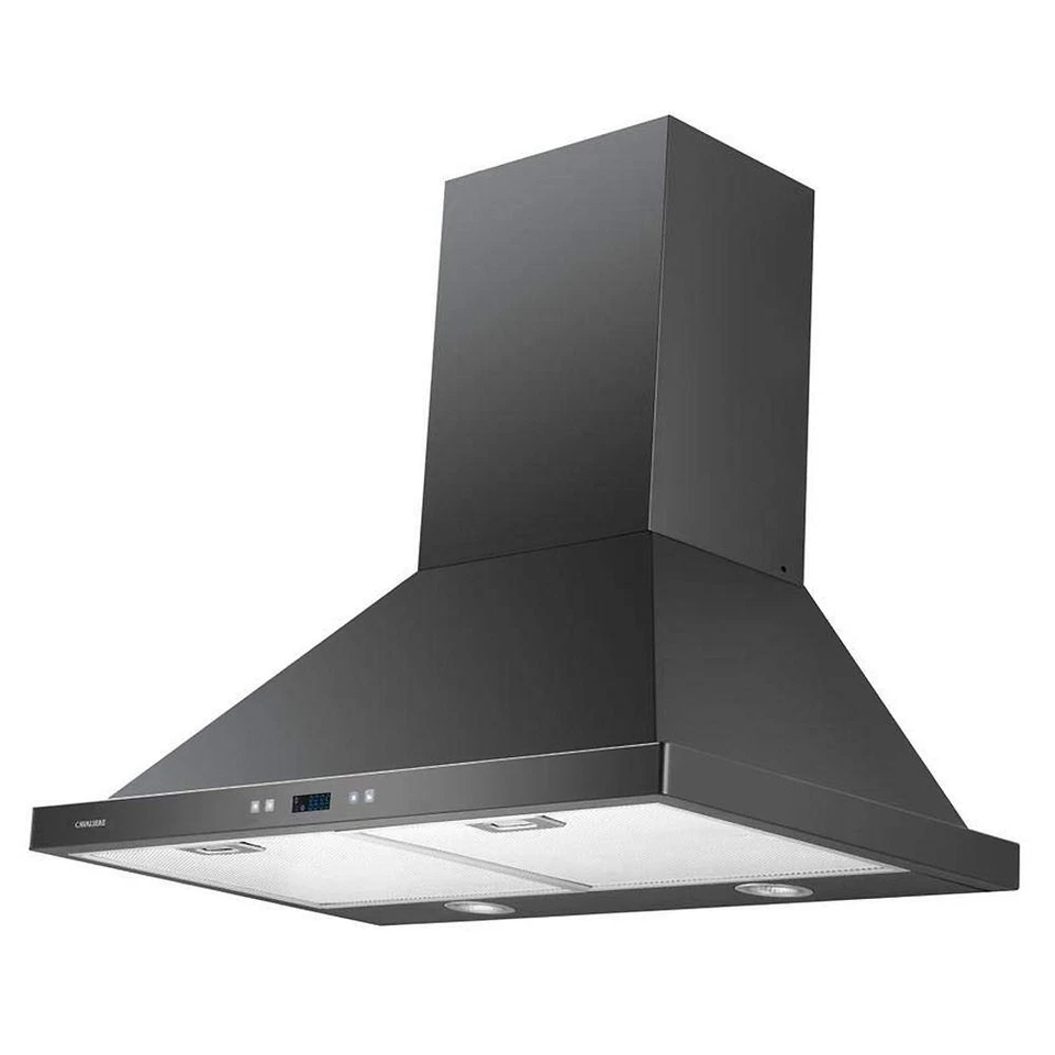 30 In. Convertible Wall Mount Range Hood with Lights in Stainless Steel with Bla - Image 4 of 4