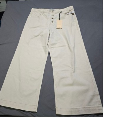 Scotch & Soda The Wave Jeans Womens 14/32 Cream Cropped Wide Leg Button Fly