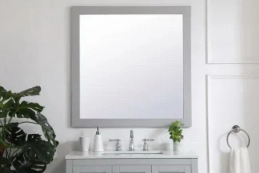 Elegante Espejo de Pared Baño Marco Cuadrado Tradicional Aqua 36"Wx36" H Iluminación Foto 2 de 4