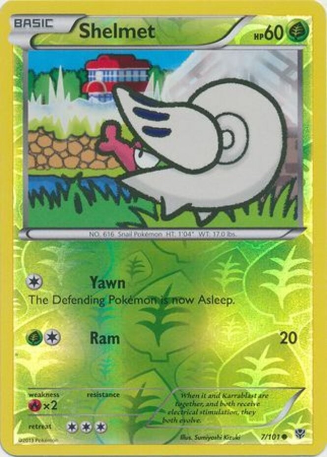 Shelmet - 7/101 - Common - Reverse Holo LP, English Pokemon Plasma Blast