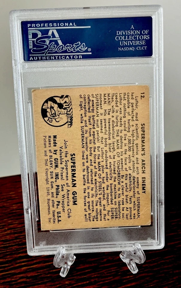 1940 superman gum #12 arch enemy lex luthor 1st appearance RC PSA 2 RARE ROOKIE - Image 3 of 3