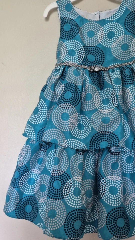 Vestido tutú forrado Marmellata para niñas talla 5 verde azulado lazo hasta la rodilla sin mangas nuevo sin etiquetas Foto 2 de 4
