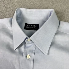 Canali Exclusive Collection Shirt Mens 17 43 Blue Cotton French Cuff Button Up