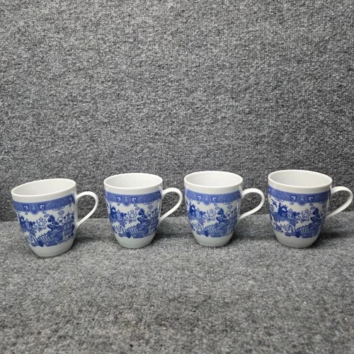 Rare Set 4 Calamityware Don Moyer "Things Could Be Worse" 12oz Mugs blue wlilow