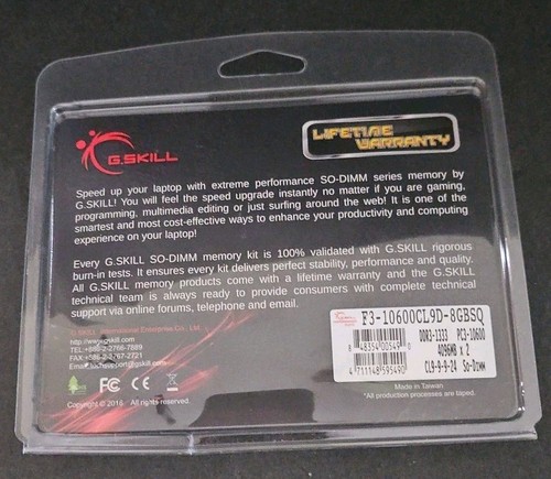 G.SKILL F3-10600CL9D-8GBSQ 8GB Memory Kit - 2 x 4GB DDR3-1333 SO-DIMM RAM - Picture 5 of 8