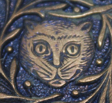 ANTIQUE "PANTHER IN THE WOODS" CAT BUTTON...COLONIAL...RARE.