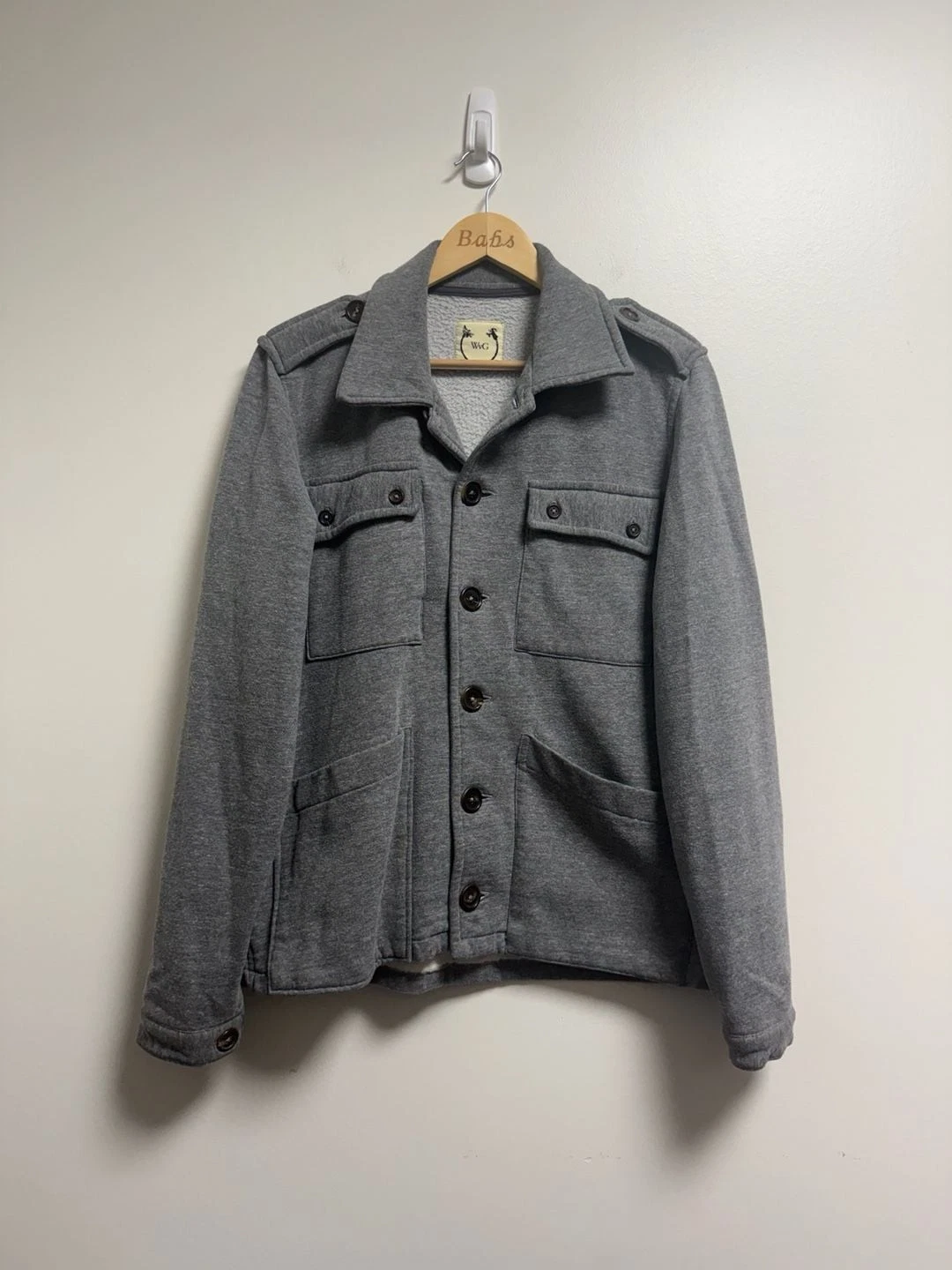 WvG Wolf vs GOAT Grey Knit Field Jacket image 2