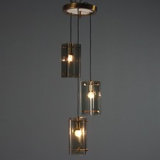 Lampada a Soffitto Vintage Ottone Vetro Italia Design Anni 60 Originale