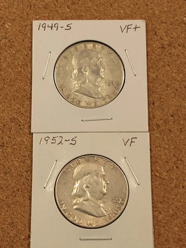 1949-S VF+ Key Date and 1952-S VF Franklin Half Dollars