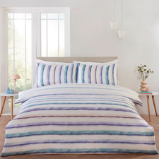 Watercolour Stripe Duvet Cover Set Reversible Easy Care Microfiber Bedding