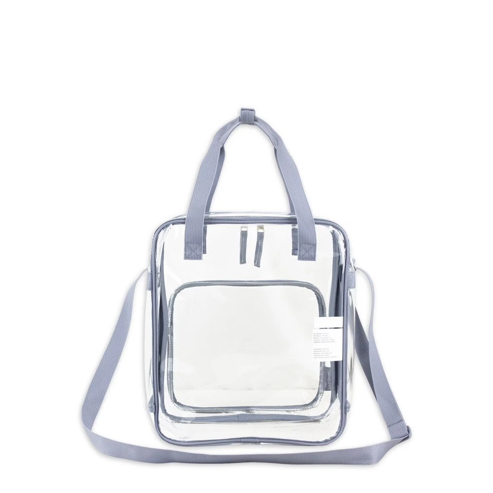 Unisex Clear Double Handle Stadium Approved Tote Grey Trim - thumbnail 3