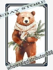 Bear Metal Tin Sign Forest Bear with Tree living room art decor